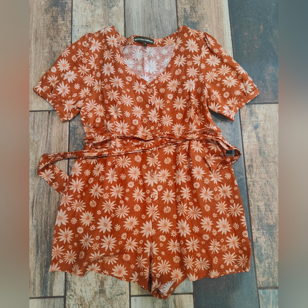 Princess Highway Romper, Size 14, Floral, Orange